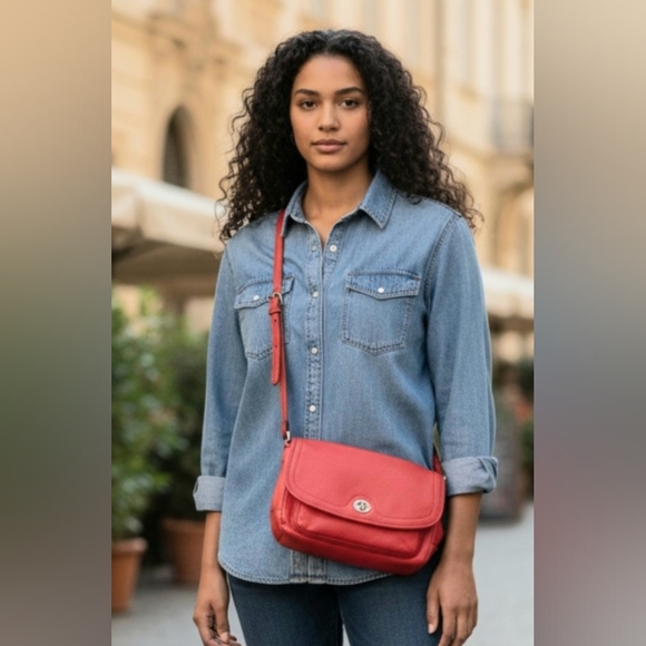 Coach Handbags - Vintage Coach Vibrant Red Leather Crossbody Bag